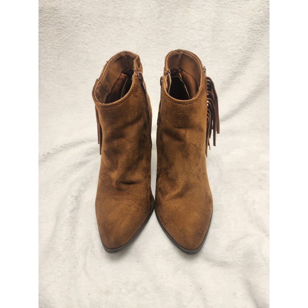 Jennifer Lopez Brown Fringe Ankle Boots Shoes Faux Suede Women Size 7